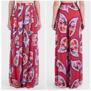 Delpozo Runway Printed Silk Wide Leg Sheer Trousers